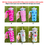 20 Pack 3D Cute Design Printed 20oz H2.0 Kids Tumbler Mug with Handle_GGblanks