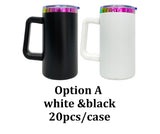 20 Pack 20oz Chubby Rainbow Plated Underneath Car Tumbler Mug with Removable Handle For Laser_GGblanks