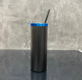 25 Pack 20oz Mirror Blue underneath Powder Coated Stainless Steel Straight Skinny Tumblers_GGblanks