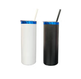 25 Pack 20oz Mirror Blue underneath Powder Coated Stainless Steel Straight Skinny Tumblers_GGblanks