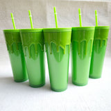 20 Pack 24oz Lava Glow In The Dark Plastic Cups with Coloful Lids and Straw Suitable for Halloween_GGblanks