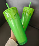 20 Pack 24oz Lava Glow In The Dark Plastic Cups with Coloful Lids and Straw Suitable for Halloween_GGblanks