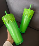 20 Pack 24oz Lava Glow In The Dark Plastic Cups with Coloful Lids and Straw Suitable for Halloween_GGblanks