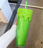 20 Pack 24oz Lava Glow In The Dark Plastic Cups with Coloful Lids and Straw Suitable for Halloween_GGblanks