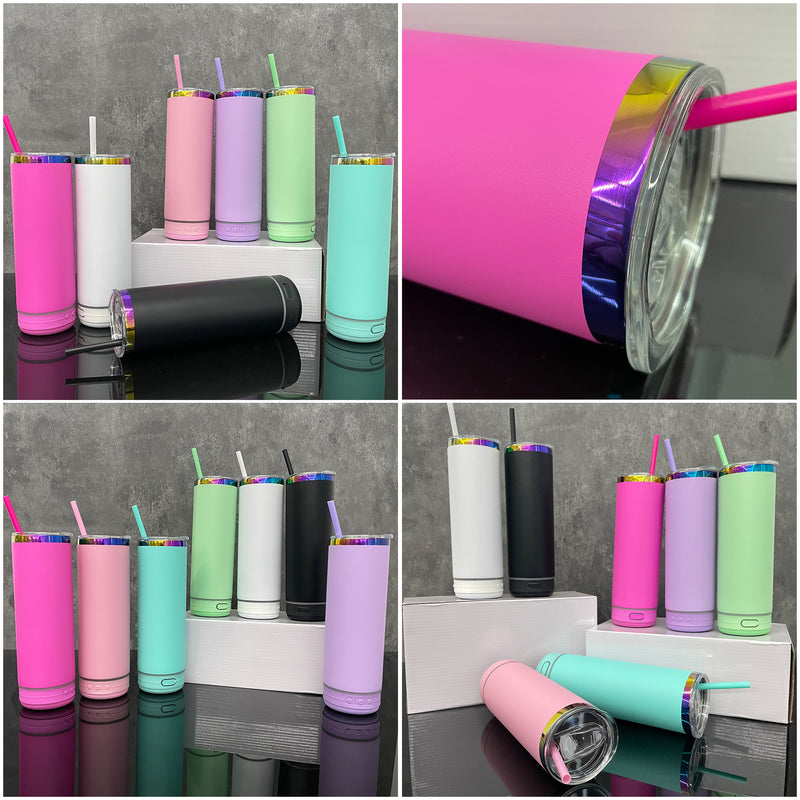 25 Pack 20oz Speaker Tumbler Macaron/Rainbow Plated Bluetooth Tumbler_GGblanks