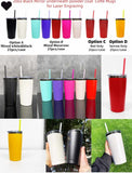 25 Pack Yeti Style 20oz Black Plated Car Cups Power Coated Tumblers with Colorful Straws_GGblanks