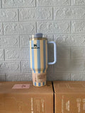 20 Pack Striped 40oz Stainless Steel Quencher Tumblers with Lid and Removable Handle_GGblanks