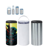 25 Pack China Warehouse double wall insulated vacuum 16oz sublimation 4 in 1 sliver stainless steel beer can cooler with 2lids_GGblanks