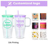 25 Pack 20oz Single Wall Acrylic Tumblers with Handle and Colorful Lid_GGblanks