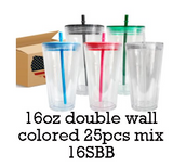 20 Pack 16oz 24oz Double Walled BPA Free Snow Globe Plastic Acrylic Cups with Lids and Straws_GGblanks