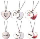 Ship from China 3-4weeks_ 2024 new hollow heart LOVE blank Valentine's Day necklace jewelry gift_50pcs_GGblanks