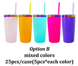 25 Pack Yeti 20oz Rainbow Plated Tumblers Power Coated Tumbers Car Cups Mugs with Colorful Straws_GGblanks