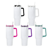 China RTS_40oz sublimation glossy tumbler with colored handles 20pcs/case_ GGblanks