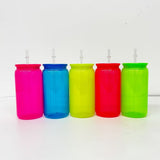 16oz Neon Glass Cans 17oz Neon Mugs with Straws and Lids for Uv Dtf Wraps_GGblanks
