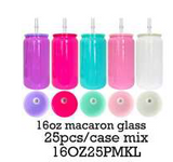 25 Pack 50 Pack 16oz Macaron Solid Color Red Green Christmas Purple Hot Pink Teal Light Pink White Glass Cans_GGblanks