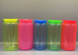 16oz Neon Glass Cans 17oz Neon Mugs with Straws and Lids for Uv Dtf Wraps_GGblanks