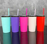 25 Pack Yeti Style 20oz Black Plated Car Cups Power Coated Tumblers with Colorful Straws_GGblanks