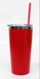 25 Pack Yeti Style 20oz Black Plated Car Cups Power Coated Tumblers with Colorful Straws_GGblanks