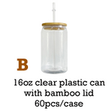 50 Pack 60 Pack 16oz 20oz Libby Shape Acrylic Cans Plastic Can with Plastic or Bamboo Lids and Straws_GGblanks