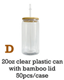 50 Pack 60 Pack 16oz 20oz Libby Shape Acrylic Cans Plastic Can with Plastic or Bamboo Lids and Straws_GGblanks