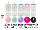 50 Pack 60 Pack 16oz 20oz Libby Shape Acrylic Cans Plastic Can with Plastic or Bamboo Lids and Straws_GGblanks