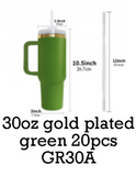 20 Pack Mirror Gold Plated Christmas Green Powder Coated H2.0 30oz 40oz Tumblers with Grinch Laser_GGblanks