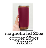 25 Pack 20oz Maroon New Copper Powder Coated Coffee Mugs with Magnetic Slide Lids for Laser Engraving_GGblanks