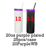 25 Pack 20oz Mirror Purple Plate Powder Coat Straight Skinny Tumblers_GGblanks