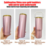 20oz/30oz Rose Gold Color Mirror Gold Underneath Sublimation Skinny/Flip Straw Tumblers_GGblanks
