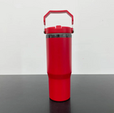 20 Pack 30oz Onyx Mirror Black Plated Red Powder Coated Flip Straw Tumblers for Laser Engraving_GGblanks