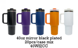 20 Pack 25 Pack Halloween 14oz/40oz Mirror Black Mirror Underneath Powder Coated Quencher Tumbler_GGblanks