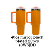 20 Pack 25 Pack Halloween 14oz/40oz Mirror Black Mirror Underneath Powder Coated Quencher Tumbler_GGblanks