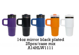 20 Pack 25 Pack Halloween 14oz/40oz Mirror Black Mirror Underneath Powder Coated Quencher Tumbler_GGblanks