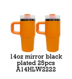 20 Pack 25 Pack Halloween 14oz/40oz Mirror Black Mirror Underneath Powder Coated Quencher Tumbler_GGblanks