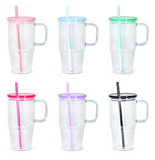 25 Pack 20oz Single Wall Acrylic Tumblers with Handle and Colorful Lid_GGblanks
