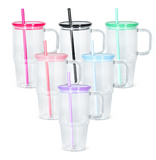 25 Pack 20oz Single Wall Acrylic Tumblers with Handle and Colorful Lid_GGblanks
