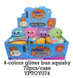 72 Pack 8.5cm 4 Colors Mix Realistic Steamed Bun Glitter Pectin Dumpling Squishies Toys Stress Relief Squishy Toys with Steamer_GGblanks