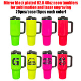 20 Pack Mirror Black Plated H2.0 40oz Neon Tumblers for Sublimation and Laser Engraving_GGblanks