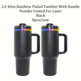 4pcs/8pcs/12pcs Black White H2.0 40oz Powder Coat Rainbow UnderneathTumblers for Laser Engraving_GGblanks