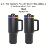 4pcs/8pcs/12pcs Black White H2.0 40oz Powder Coat Rainbow UnderneathTumblers for Laser Engraving_GGblanks