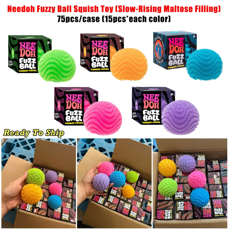 75 Pack Slow-Rising Maltose Filling Needoh Fuzzy Ball Squish Stress Relief Fidget Toy for Kids_GGblanks