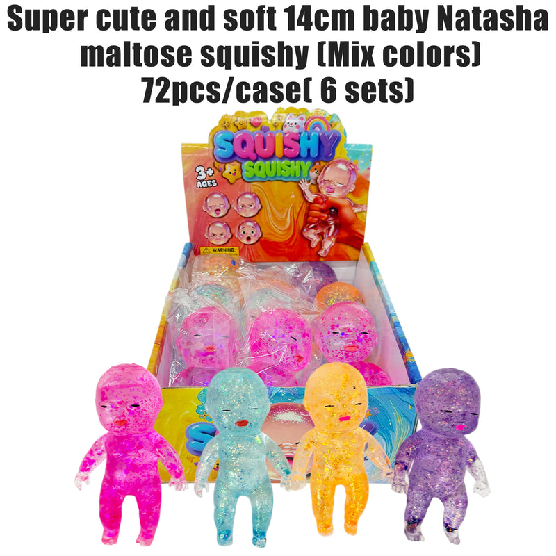 72 Pack Cute Soft 14cm Baby Natasha Maltose Squishy Stress Relief Fidget Toys for Kids_GGblanks