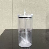 40 Pack 17oz Clear Double Wall Pre Drilled Snow Globe Plastic Tumbler Snowglobe Cup_GGblanks