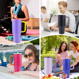 20 Pack Double Walled Insulated Stainless Steel 40oz Travel Mugs with Foldable Flip Top Straw_GGblanks