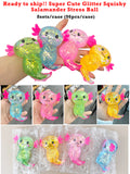 96 Pack Axolotl Squishy Stress Relief Toy Glitter Fidget Toys Cute Malt Sugar Axolotl Toy Fidget Toys Adults Fidget Toys for Kids Youth Adult_GGblanks