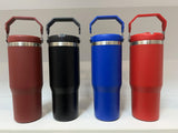 25 Pack 30oz Silver/Mirror Gold Plated Powder Coated Water Bottles with Flip Straws_GGblanks