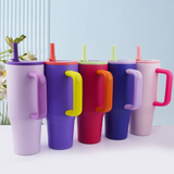 20 Pack Double Walled Insulated Stainless Steel 40oz Travel Mugs with Foldable Flip Top Straw_GGblanks