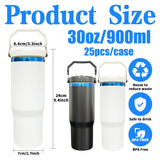 13 Pack 25 Pack Black White Mixed Blue Plated 30oz Flip Top Straw Water Bottle for Laser Engraving_GGblanks