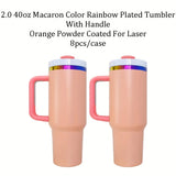 4pcs/8pcs/12pcs Pack H2.0 40oz Macaron Colors Rainbow Plated Quencher Tumbler for Laser Engraving_GGblanks
