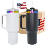 4pcs/8pcs/12pcs Black White H2.0 40oz Powder Coat Rainbow UnderneathTumblers for Laser Engraving_GGblanks